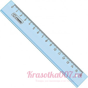 Линейка 16 см пластик, прозрачная