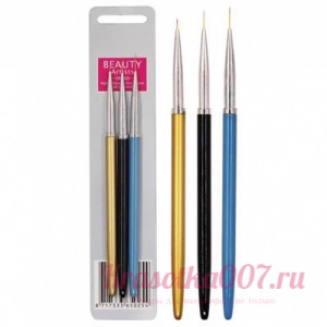 Набор тонких кистей для росписи ногтей, 3шт