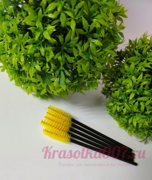 Щеточки для ресниц и бровей желтые, 50шт