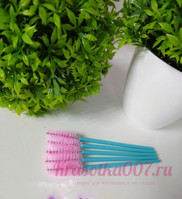 Щеточки для ресниц и бровей розово-мятные, 50шт