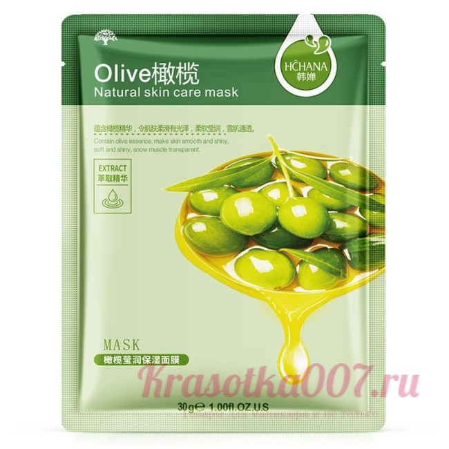 Hchana Питательная и увлажняющая тканевая маска для лица Olive 30 гр