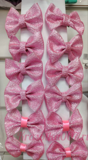 Заколка бант розовая