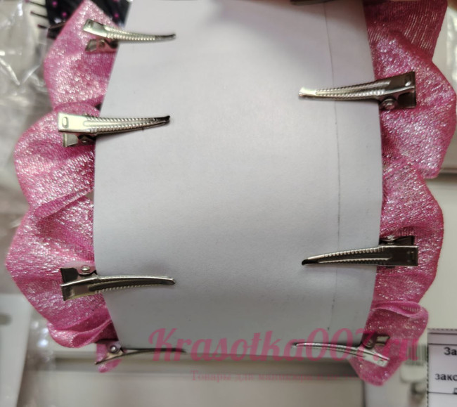 Заколка бант розовая