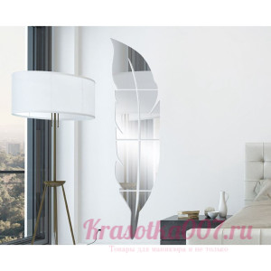 Декор настенный "Пёрышко", из акрила, зеркальный, 18 х 73 см, 6 элементов, серебро