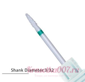 Фреза керамическая тонкая 3/32 диаметр зеленая насечка