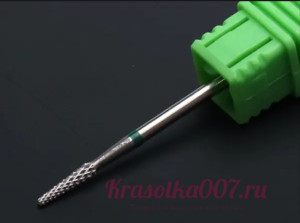 Фреза твердосплавная игла 2 мм, зеленая насечка