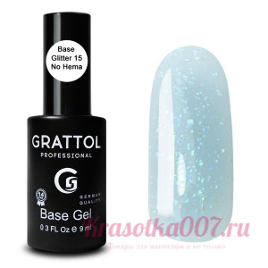 БАЗА ГЛИТТЕР №15 КАУЧУКОВАЯ ДЛЯ ГЕЛЬ-ЛАКА GRATTOL RUBBER BASE GLITTER NO HEMA