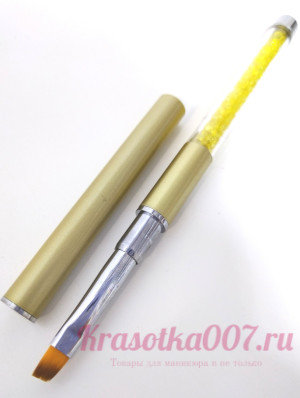 Кисть со скошенным ворсам стразы золото