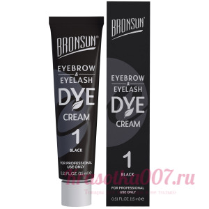 NEW Крем-краска для бровей и ресниц BRONSUN, цвет черный #1, 15 мл