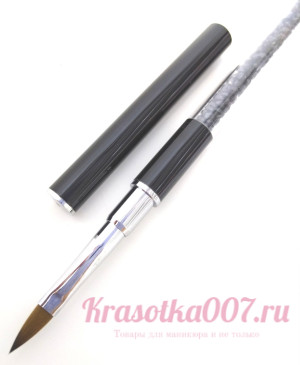 Кисть для полигеля длинная стразы черная