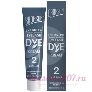 NEW Крем-краска для бровей и ресниц BRONSUN, цвет иссиня-черный #2, 15 мл