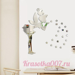 Декор настенный "Юная феечка", зеркальный, фея 32 х 15 см, серебро