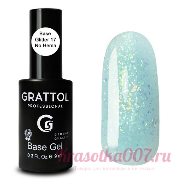 БАЗА ГЛИТТЕР №17 КАУЧУКОВАЯ ДЛЯ ГЕЛЬ-ЛАКА GRATTOL RUBBER BASE GLITTER NO HEMA