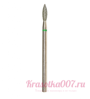 Фреза алмазная пламя зелёная 2.3 мм, ВладМиВа, Р21