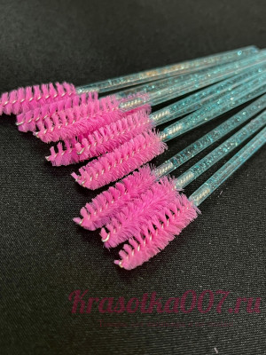 Щеточки для ресниц и бровей зорово-бирюзовые, акриловый стержень, 50шт