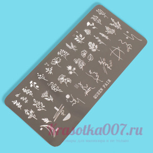 Диск для стемпинга металлический «Цветочки и листочки», 12 × 6 см