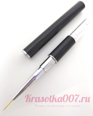 Кисть тонкая 7мм для стразы черная с колпачком