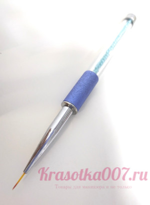 Кисть тонкая голубая бусинки 7мм