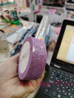 Лента глитер розовая 9 м, 25мм