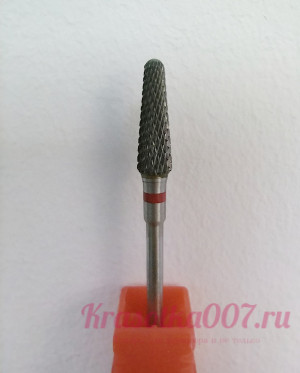 Фреза твердосплав для снятия гель-лака красная насечка 4мм