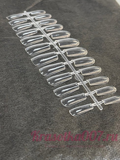 Гелевые типсы квадрат прозрачный, 24 шт