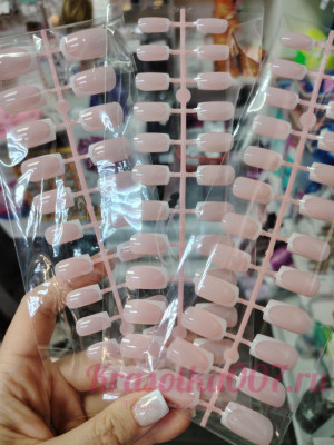 Типсы пластиковые френч квадрат 24 ноготка