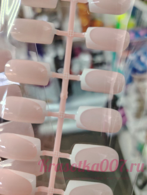 Типсы пластиковые френч квадрат 24 ноготка