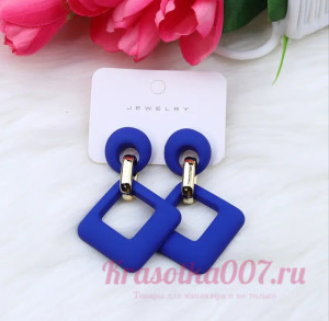 Серьги ромб синии