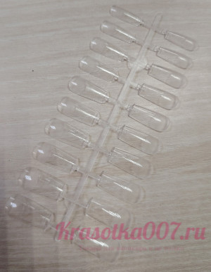 Гелевые типсы квадрат прозрачный,короткая полоска, 20 шт