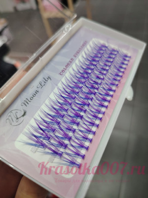 Ресницы пучки 20 D фиолетово-голубые, 13мм