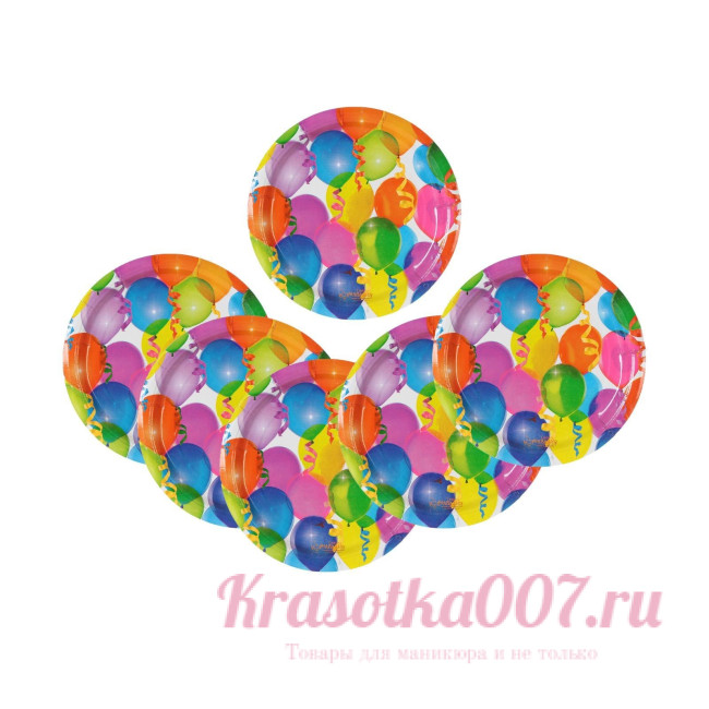 Тарелка одноразовая бумажная "Воздушные шарики" 18 см, 10 шт