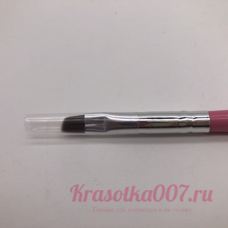 Кисть со скошенным ворсом розовая ручка