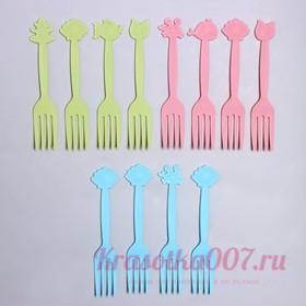 Вилки пластиковые «Подводный мир», 12 шт, 9 см, цвет МИКС