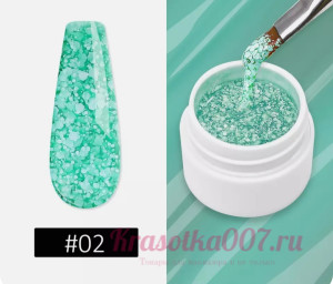 Гель-лак с хлопьями зеленый,2. 5мл