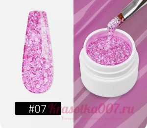 Гель-лак с хлопьями розовый,7. 5мл