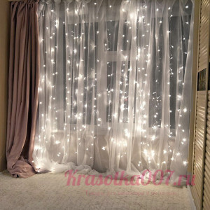 Гирлянда 2м шир*2м выс белый свет,с вислок