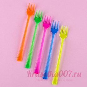 Пластиковые вилки, набор 12 шт., цвета МИКС