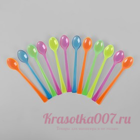 Ложки пластиковые, в наборе 12 штук, цвета МИКС