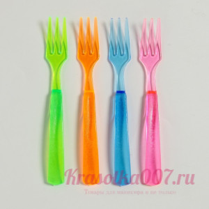 Вилки пластиковые, набор 12 шт., цвета МИКС