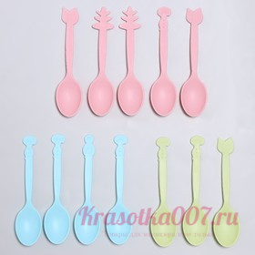 Ложки пластиковые, 9 см, 12 шт., цвет МИКС