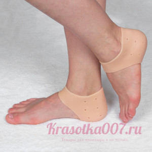 Напяточники для педикюра, увлажняющие, силиконовые, с перфорацией, 10 × 10,5 см, ONE SIZE, цвет беже