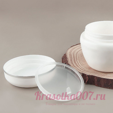 Баночка для геля белая с серебрянным ободком 20 г