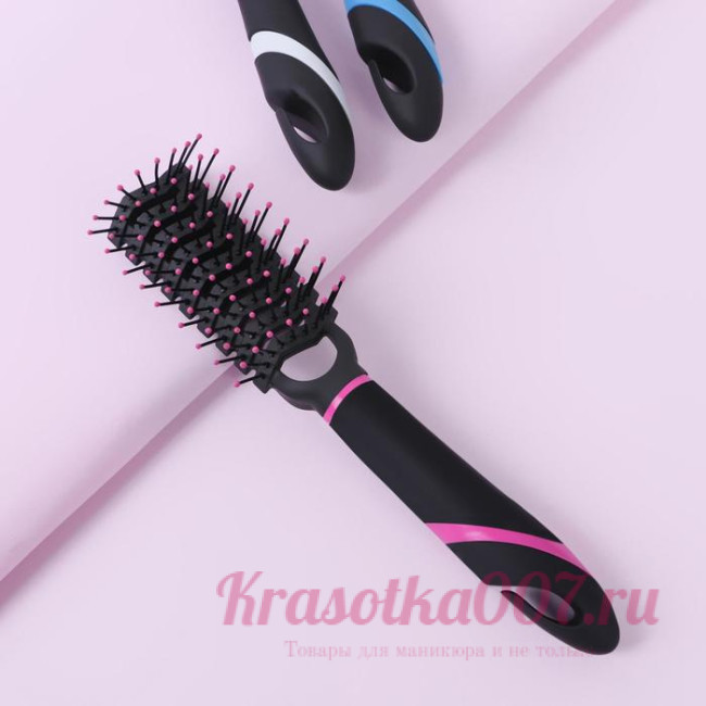 Расчёска массажная, вентилируемая, 4 × 23 см, цвет голубой