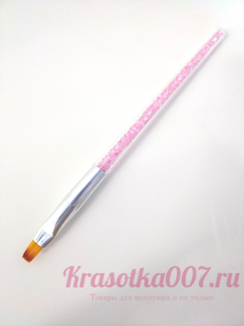 Кисть для базы ручка со стразами(розовая)