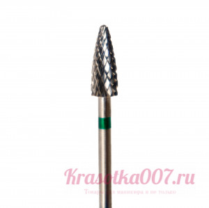 Фреза твердосплавная для снятия гель-лака зеленая насечка