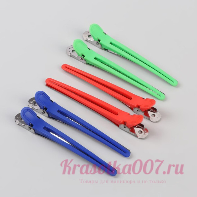 Набор зажимов для волос, 10 см, 6 шт, цвет МИКС