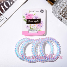 Резинка для волос "Пружинка" белый перелив, d-5,5 см