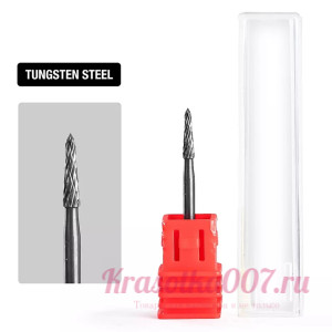 Фреза твердосплавная для снятия гель-лака красная насечка игла