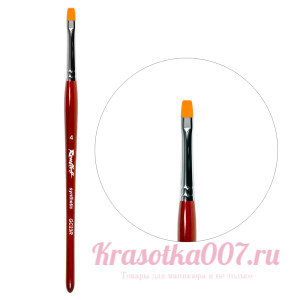 Кисть Roubloff рыжая синтетика /плоская 4/ручка фигурная бордовая GC23R
