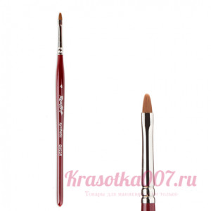 Кисть Roubloff коричневая синтетика /овальная 4/ручка фигурная бордовая GN33R